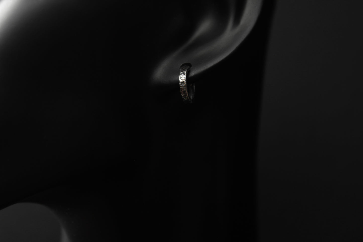 Sterling Silver Concrete Texture Huggie Earrings