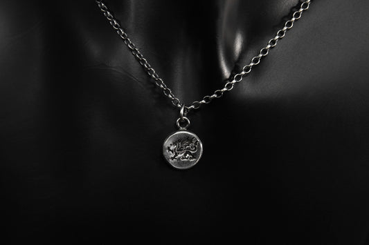 Sterling Silver Welsh Red Dragon Pendant • Y Ddraig Goch