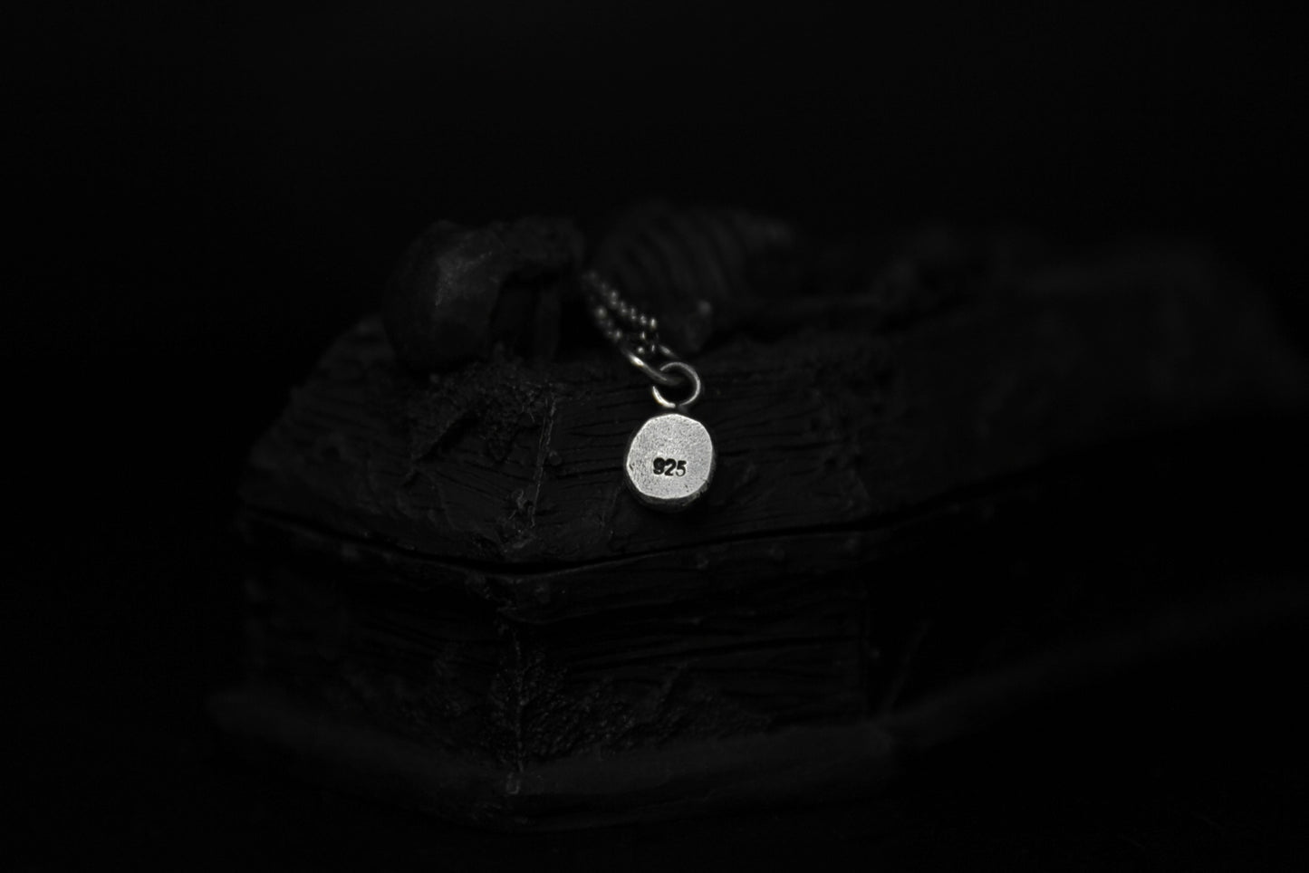 Tiny Sterling Silver Vampire Skull Pendant