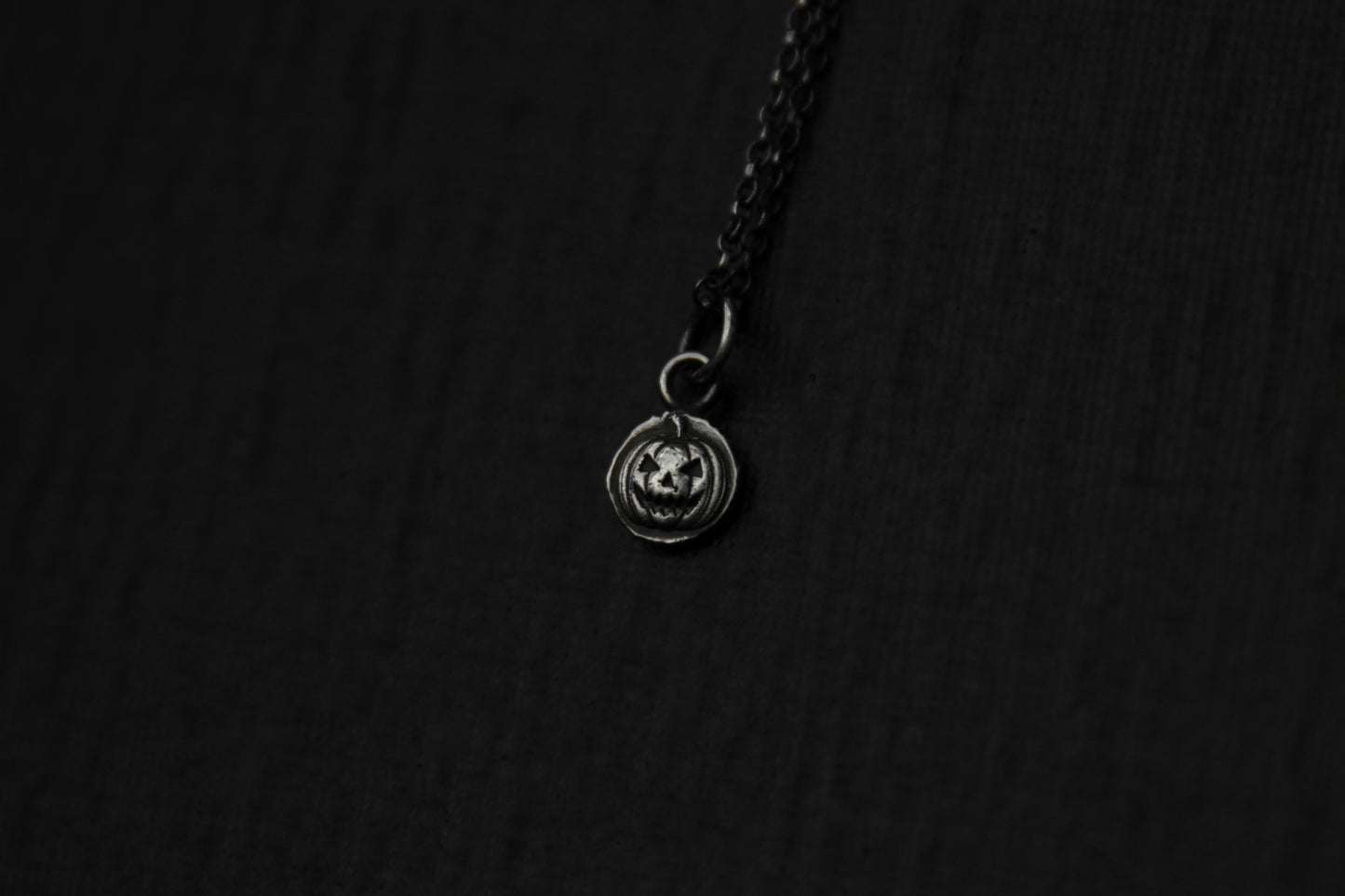 Tiny Sterling Silver Halloween Pumpkin Pendant