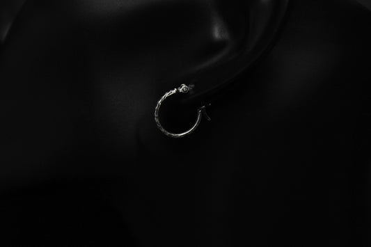 Sterling Silver Textured Hoop Earrings