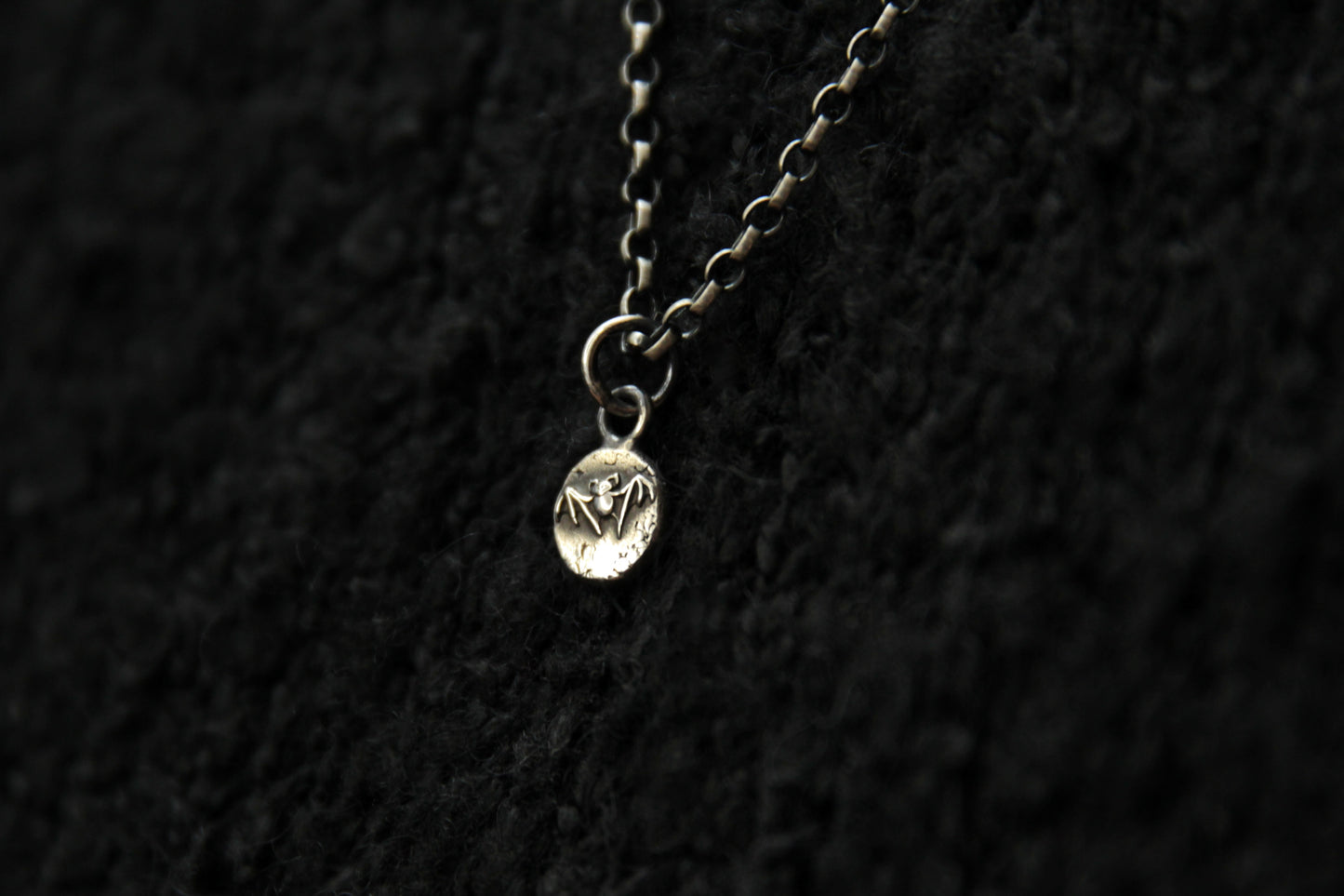Tiny Sterling Silver Vampire Bat Pendant