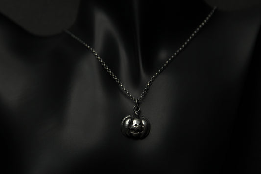 Silver Halloween Pumpkin Pendant