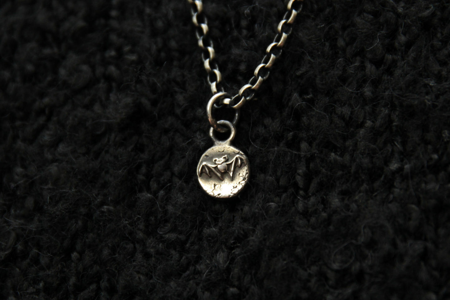 Tiny Sterling Silver Vampire Bat Pendant