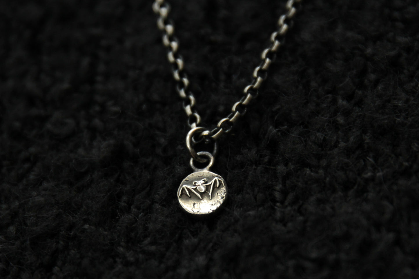Tiny Sterling Silver Vampire Bat Pendant