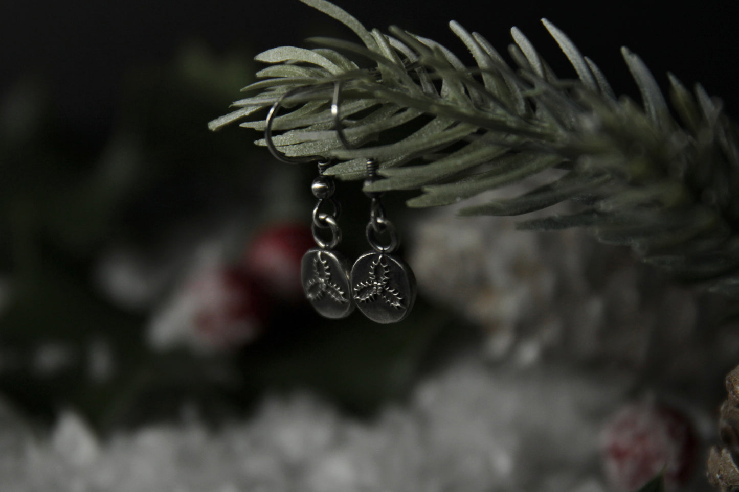Sterling Silver Holly Leaf Earrings