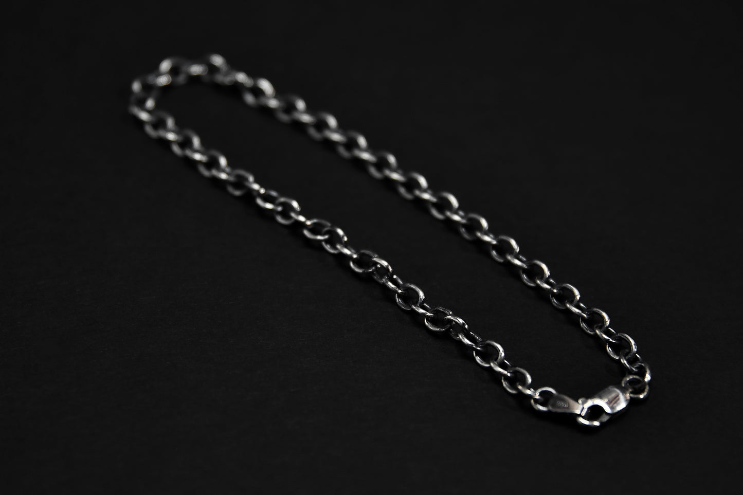Oxidised Sterling Silver Cable Chain Bracelet