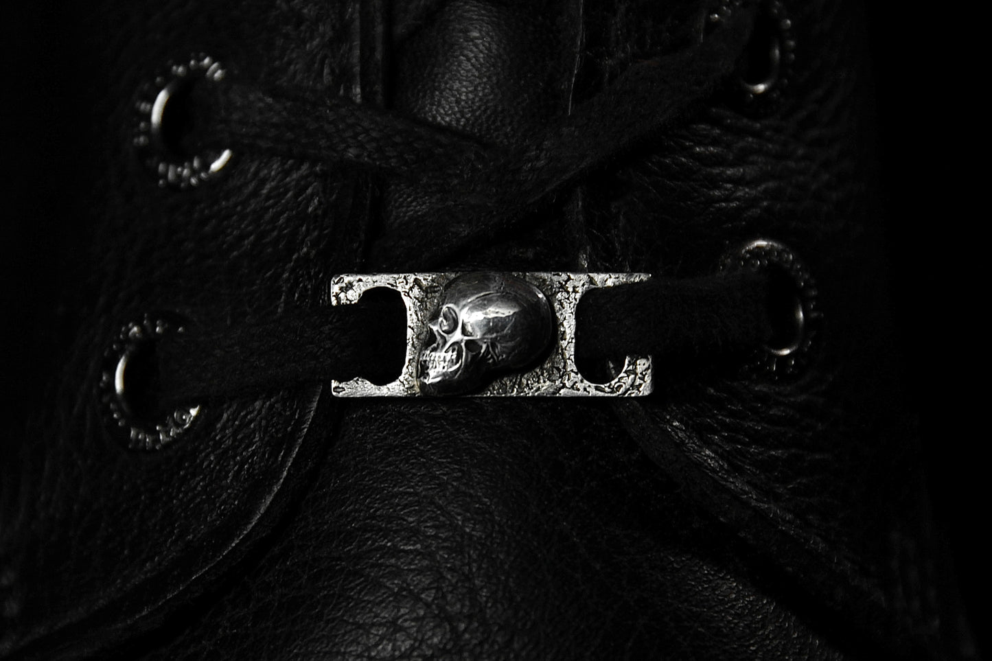 Sterling Silver Memento Mori Skull Shoe Lace Buckles
