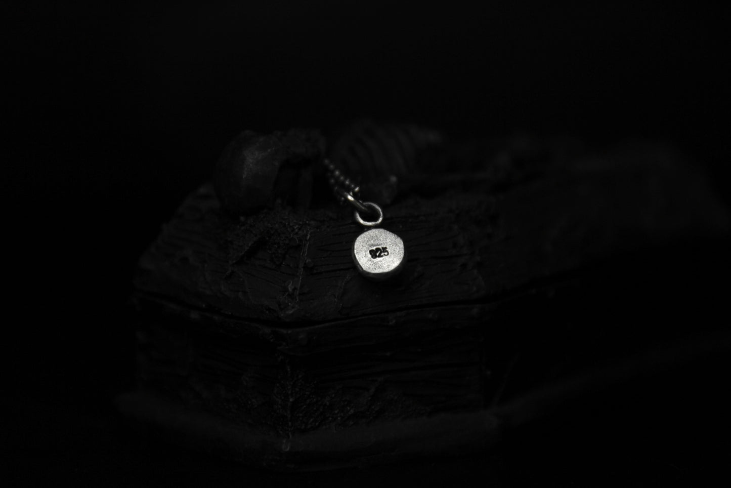 Tiny Sterling Silver Crypt Skull Pendant