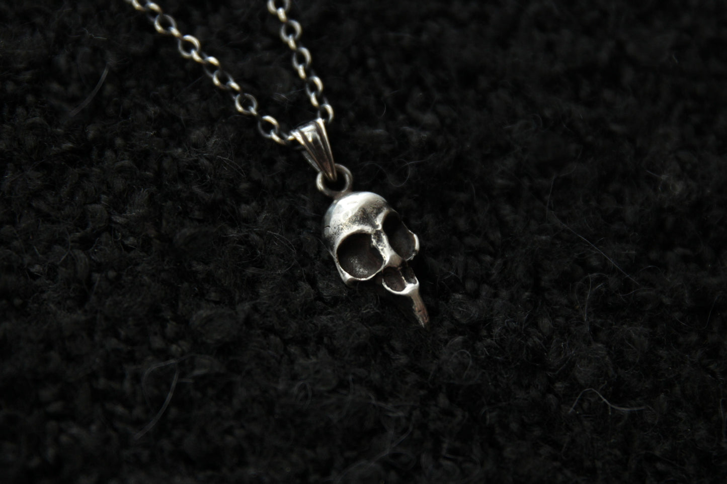 Silver Bird Skull Pendant