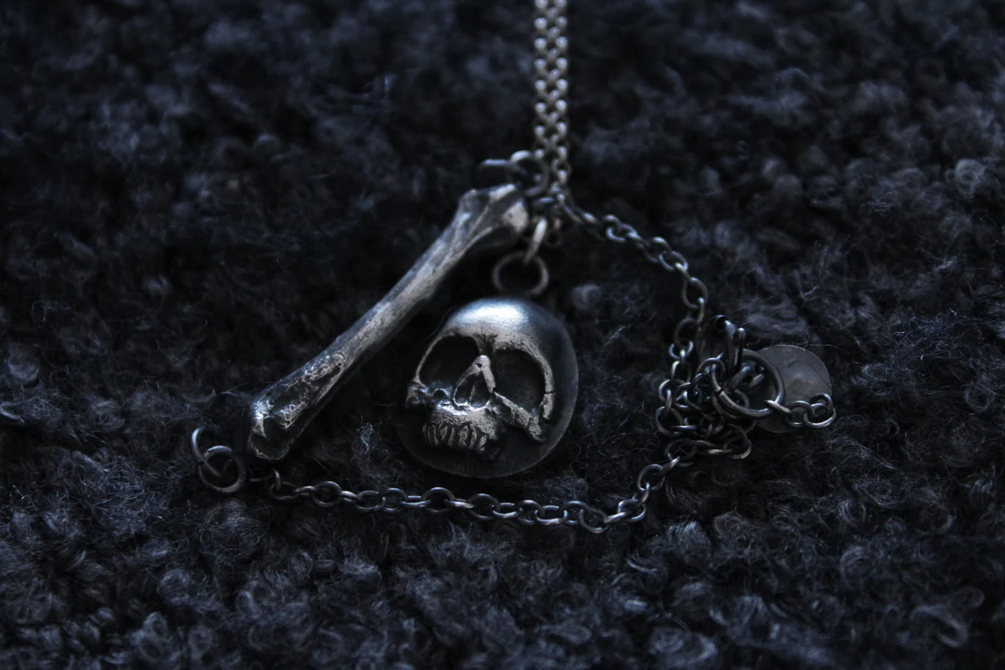 The Silver Catacomb Bundle - Silver Skull Pendant & Silver Ossuary Bone Bracelet