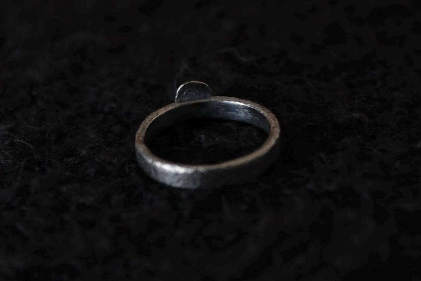 Sterling Silver Concrete Texture Ring with Silver Skull