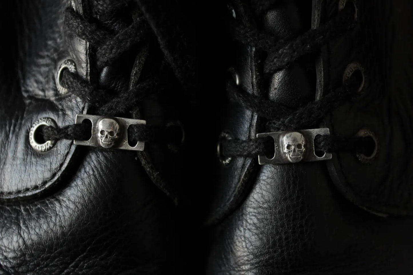 Sterling Silver Skull Shoe Lace Buckles
