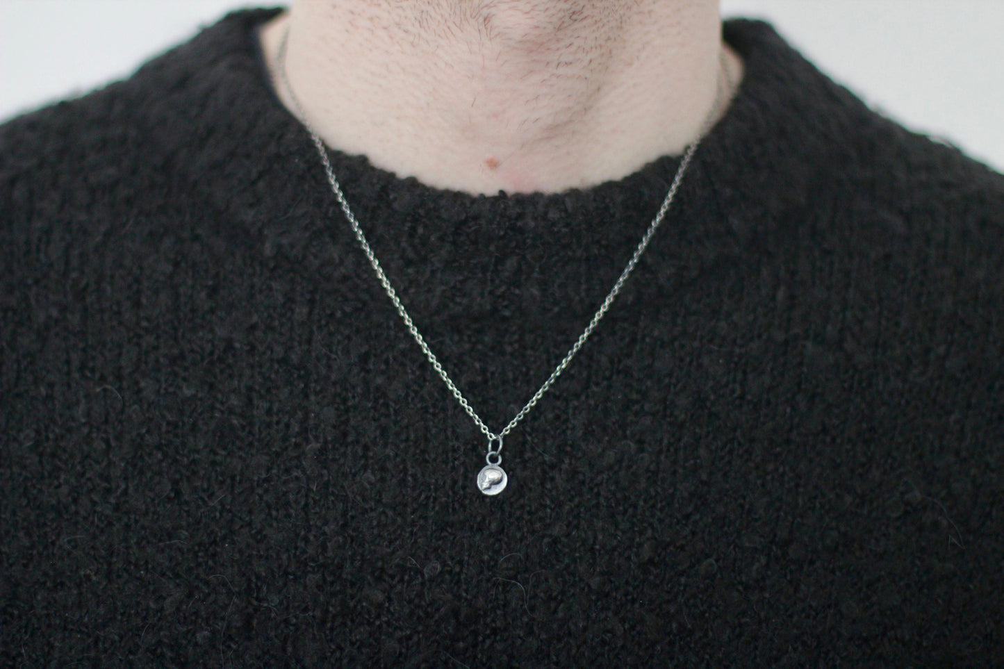 Tiny Sterling Silver Memento Mori Skull Pendant