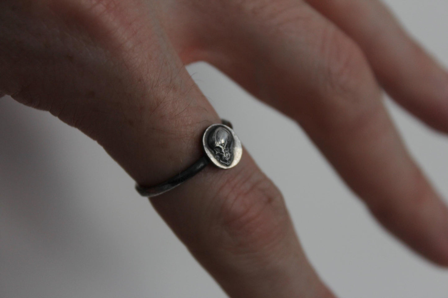 Sterling Silver Memento Mori Skull Ring