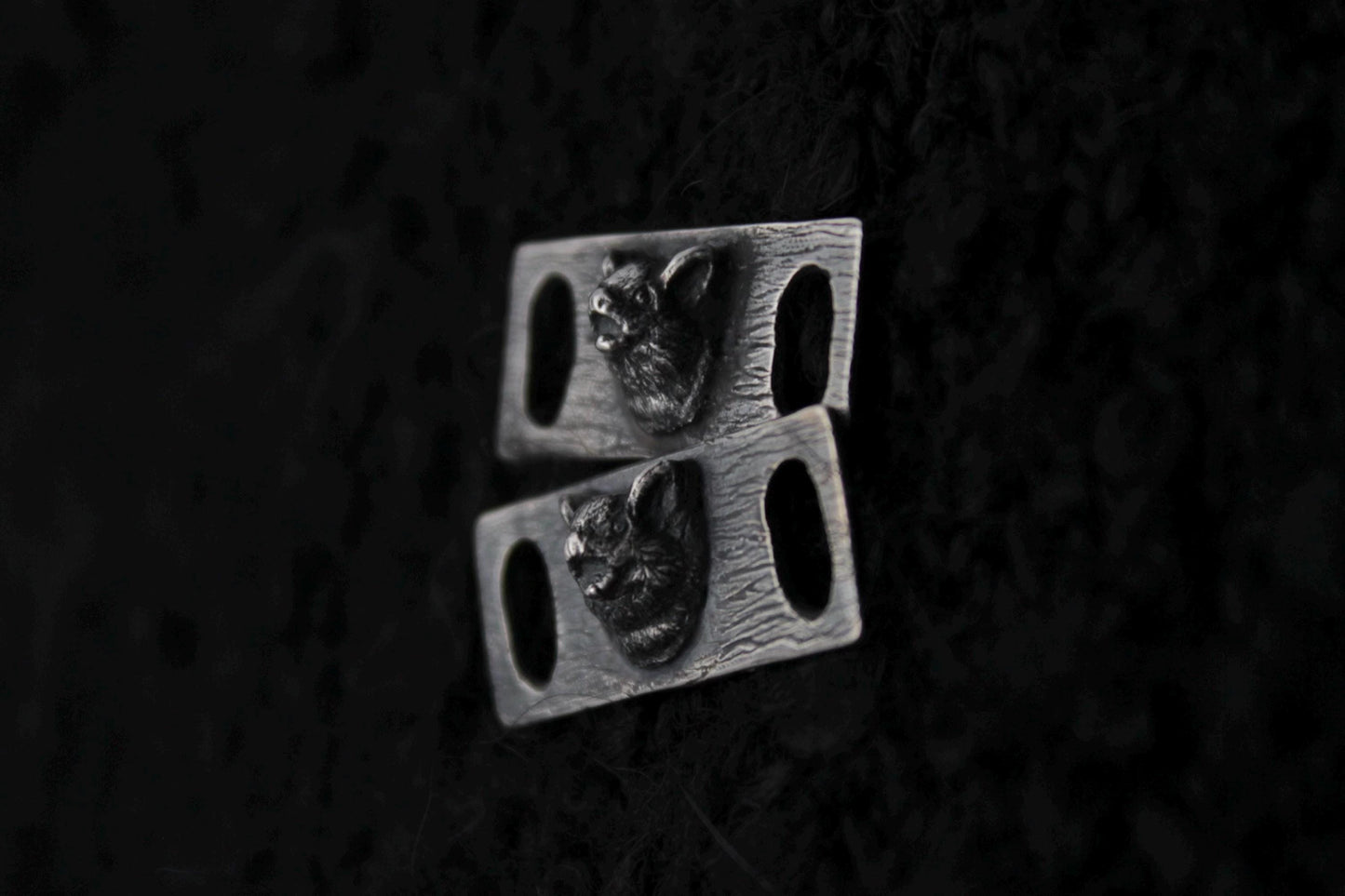 Silver Vampire Bat Shoe Lace Buckles