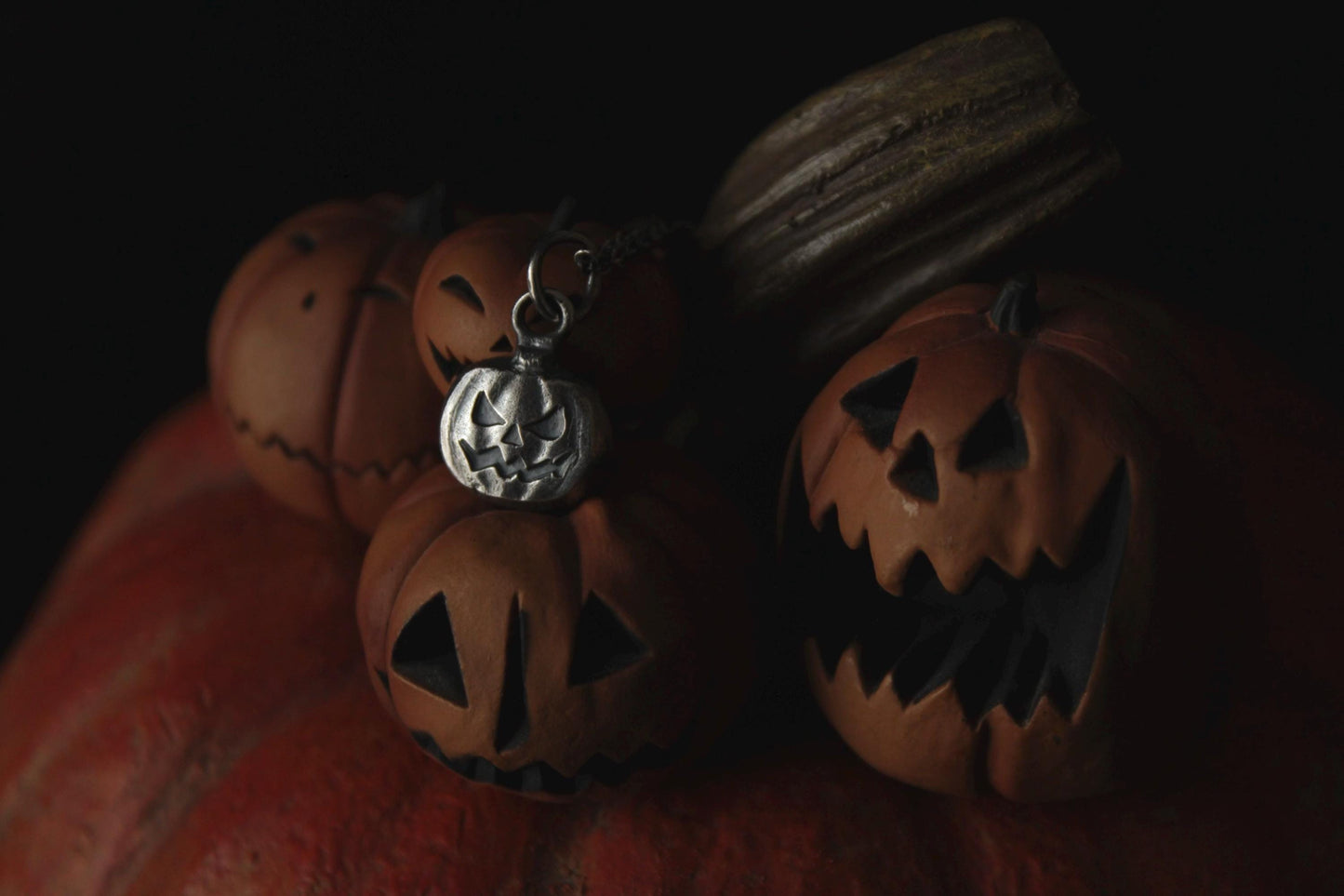 Sterling Silver Halloween Jack O’Lantern Pumpkin Pendant
