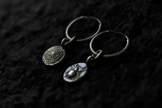 Sterling Silver Spider & Web Earrings