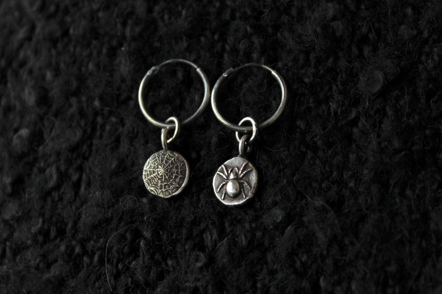 Sterling Silver Spider & Web Earrings