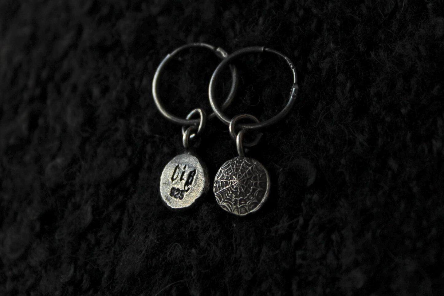 Sterling Silver Spider & Web Earrings