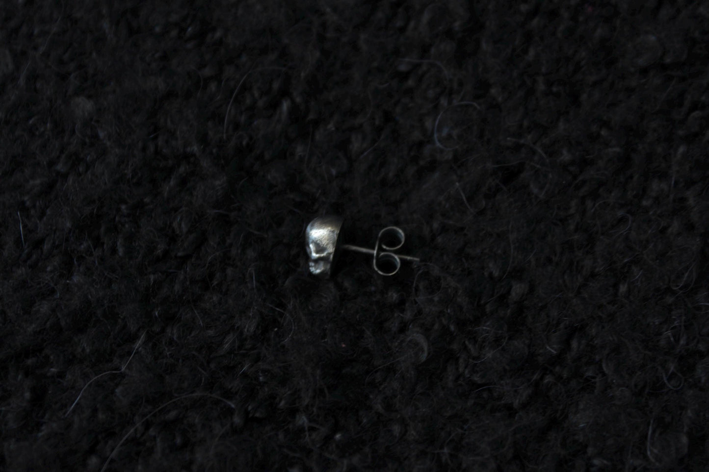 Silver Cemetery Skull Stud Earring