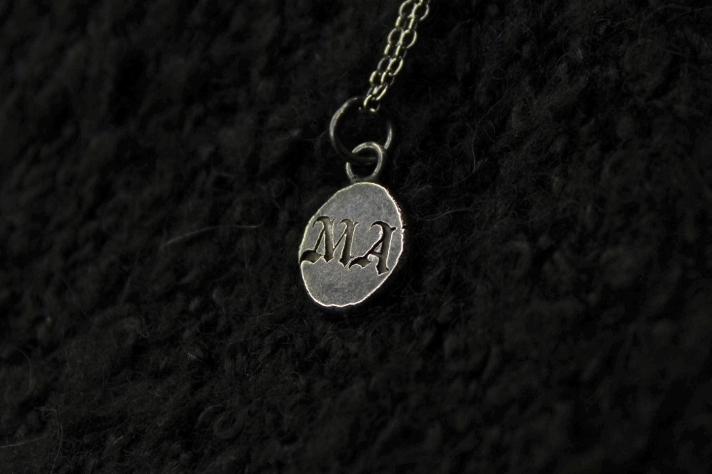 Sterling Silver Custom Initials Pendant • Gothic Font • Typewriter Font •