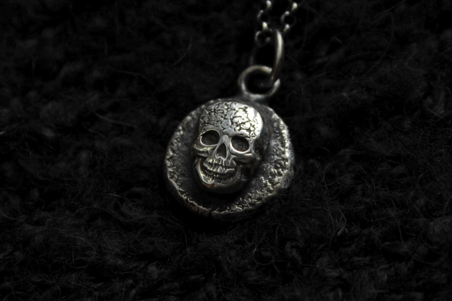Sterling Silver Gravestone Skull Pendant
