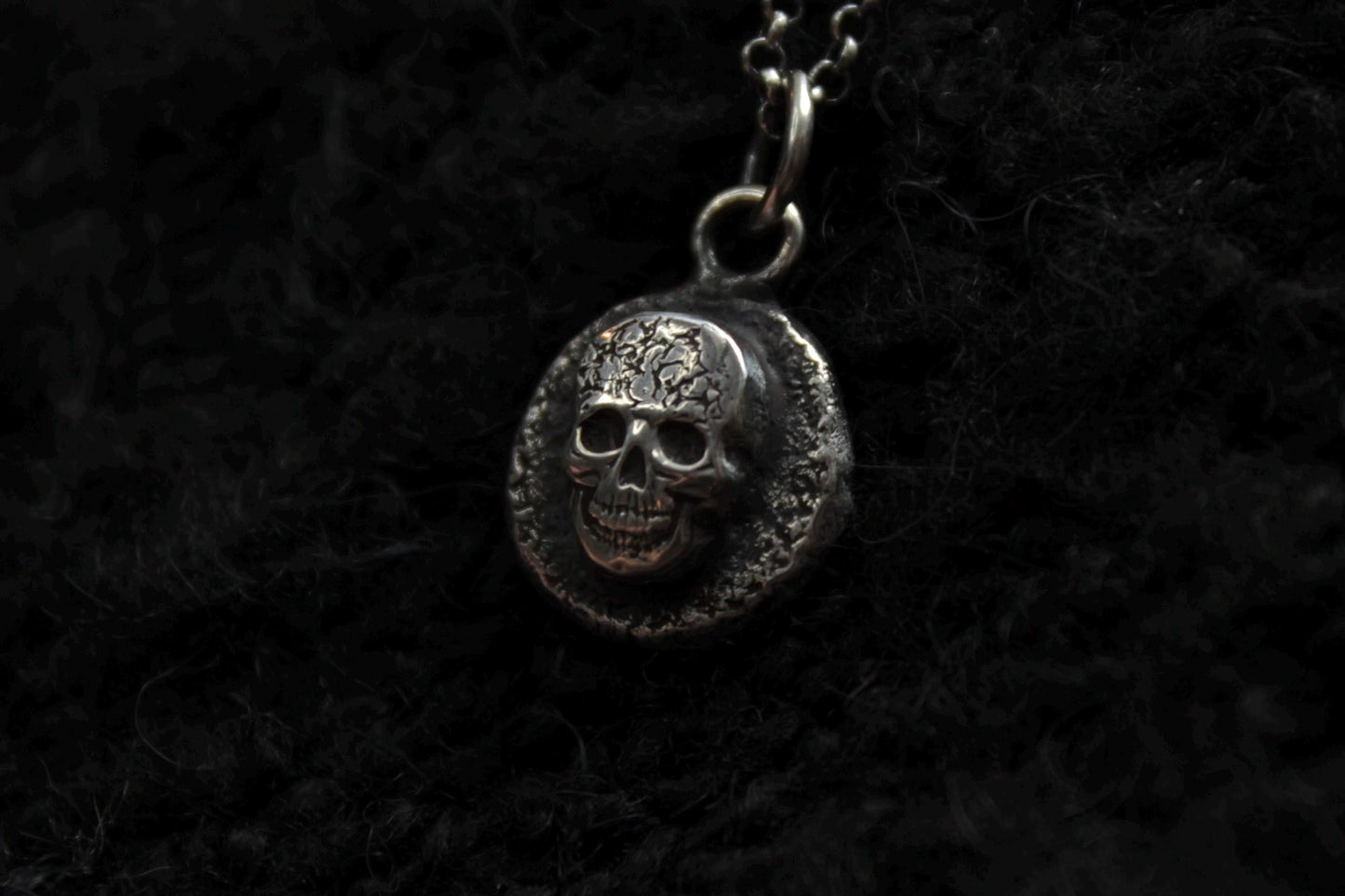 Sterling Silver Gravestone Skull Pendant