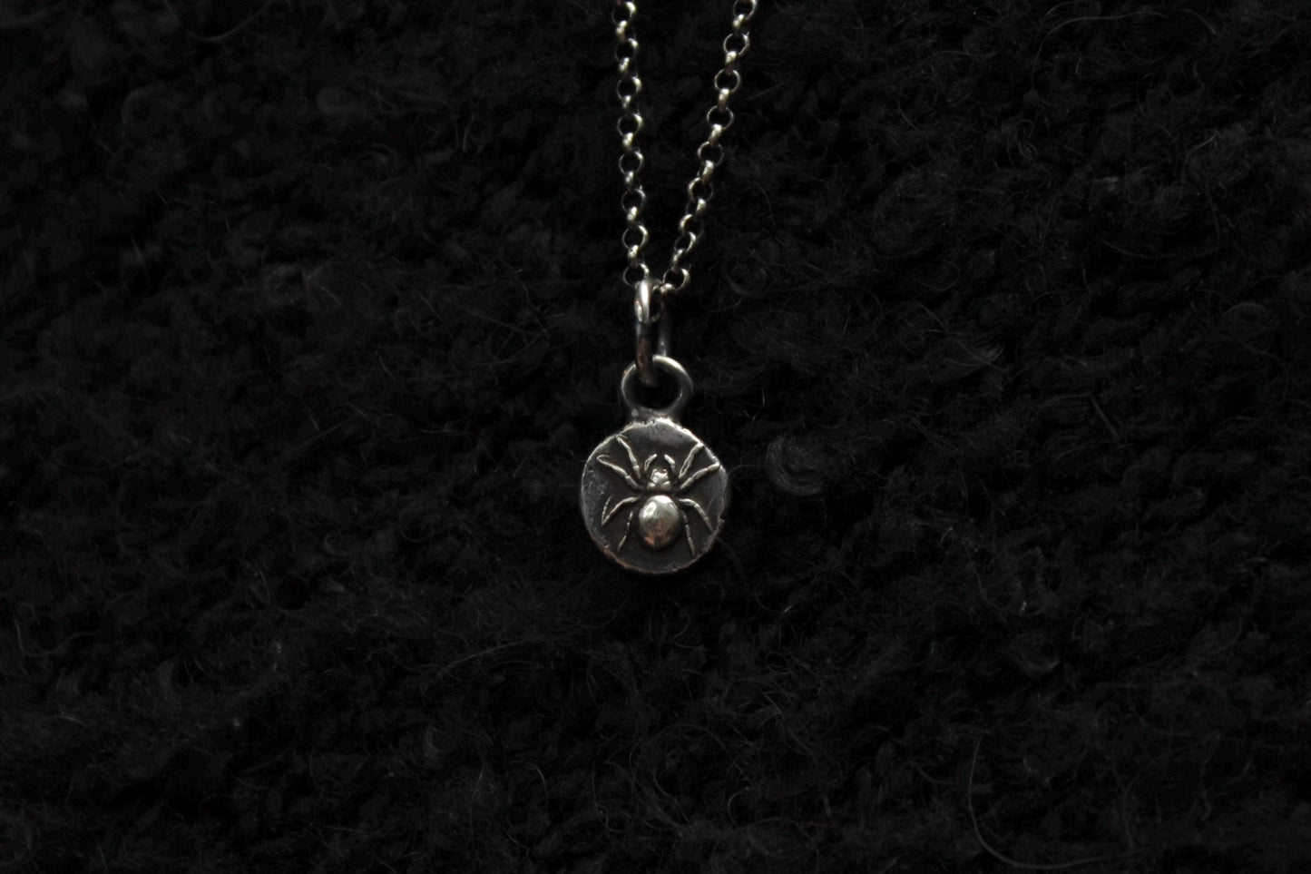 Tiny Sterling Silver Spider Pendant