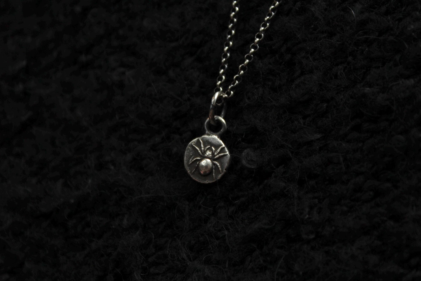 Tiny Sterling Silver Spider Pendant