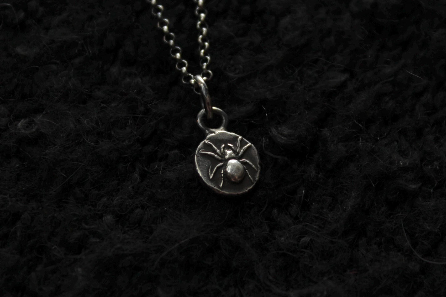 Tiny Sterling Silver Spider Pendant