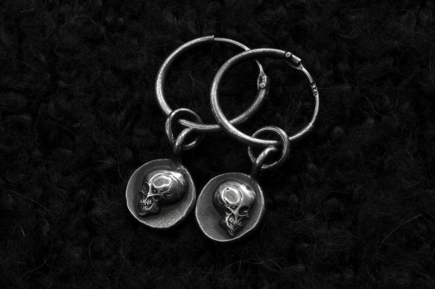 Sterling Silver Memento Mori Skull Earrings