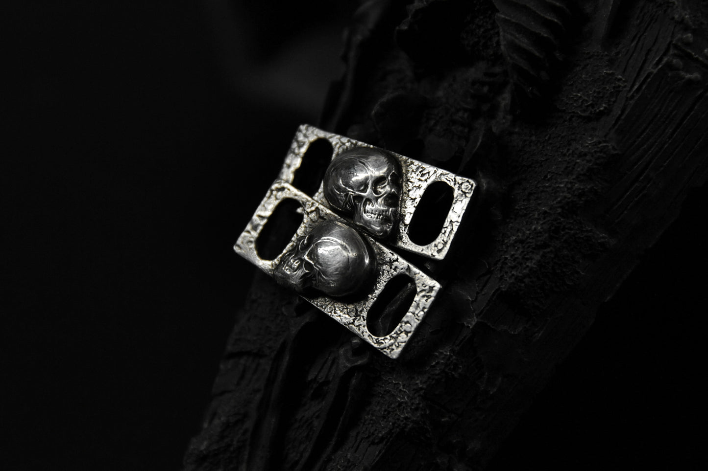Sterling Silver Memento Mori Skull Shoe Lace Buckles