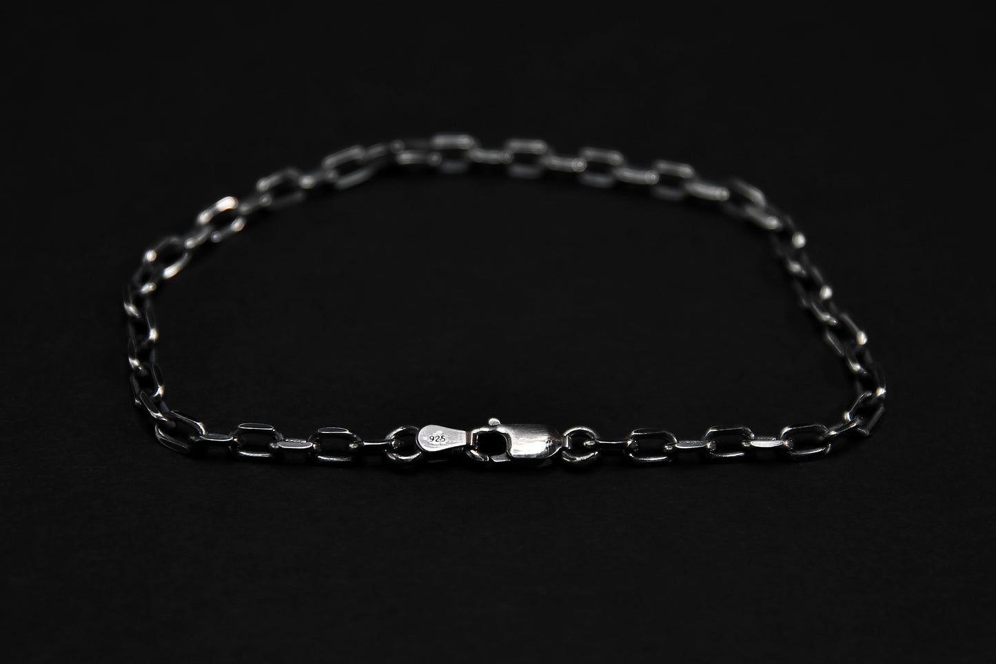 Oxidised Sterling Silver Diamond Cut Trace Chain Bracelet