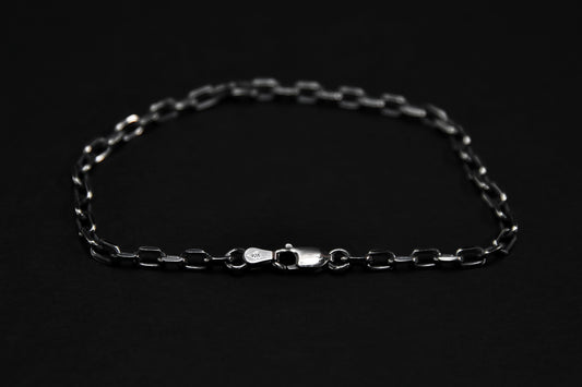 Oxidised Sterling Silver Diamond Cut Trace Chain Bracelet