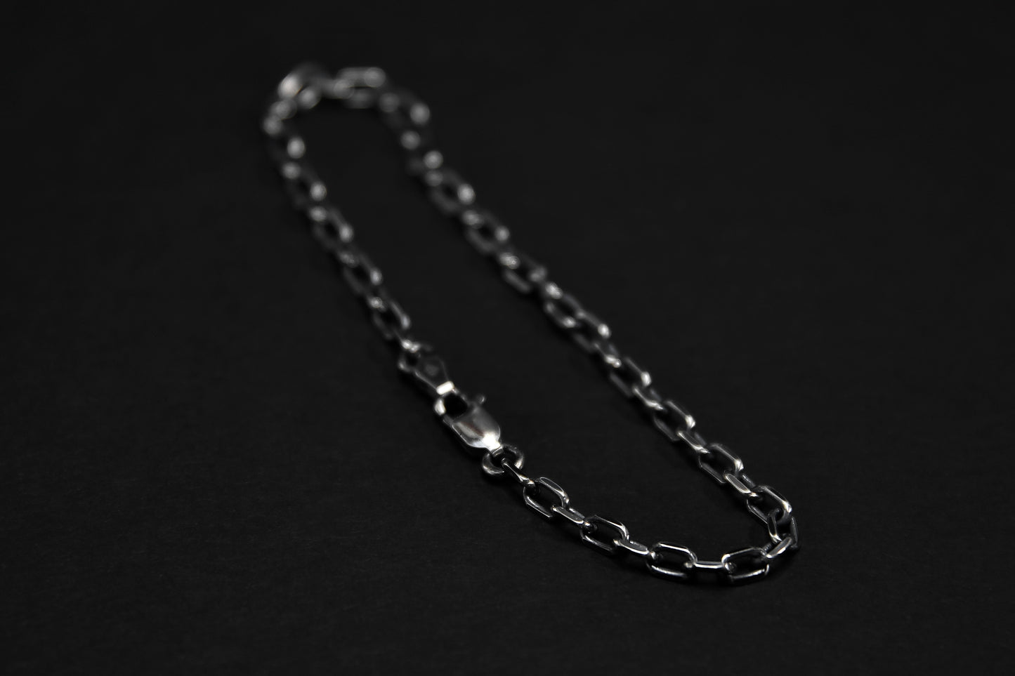 Oxidised Sterling Silver Diamond Cut Trace Chain Bracelet