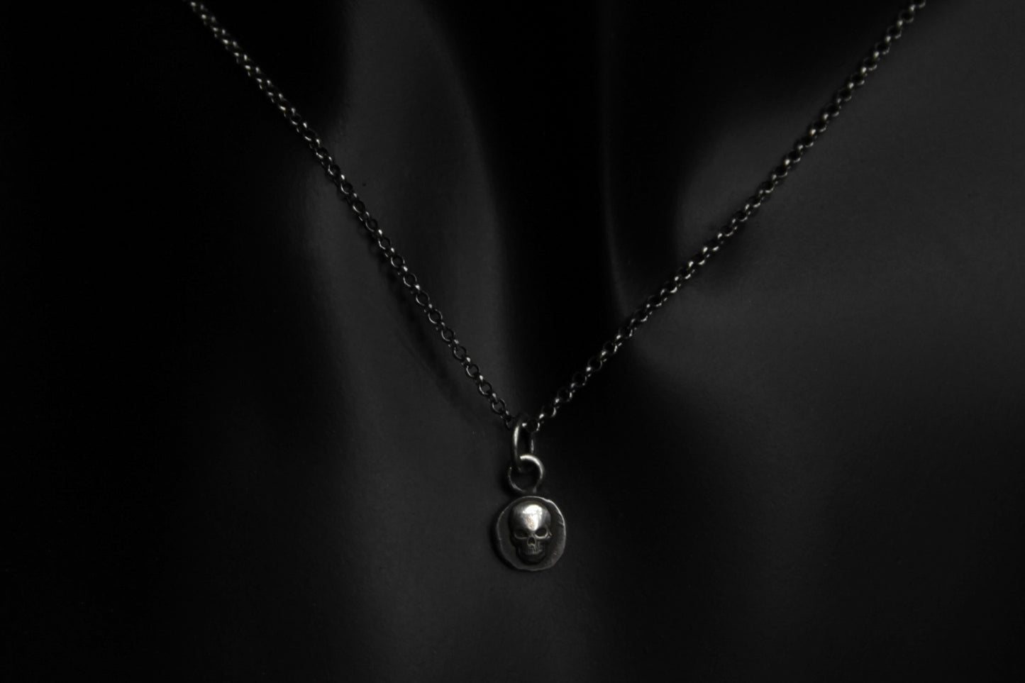 Tiny Sterling Silver Crypt Skull Pendant