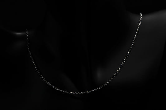 Oxidised Sterling Silver Belcher Necklace Chain