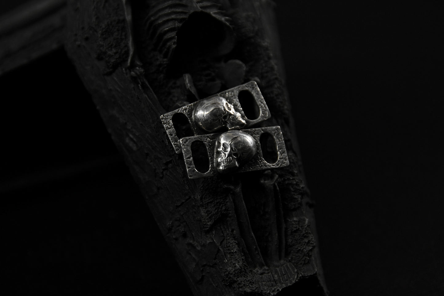 Sterling Silver Memento Mori Skull Shoe Lace Buckles