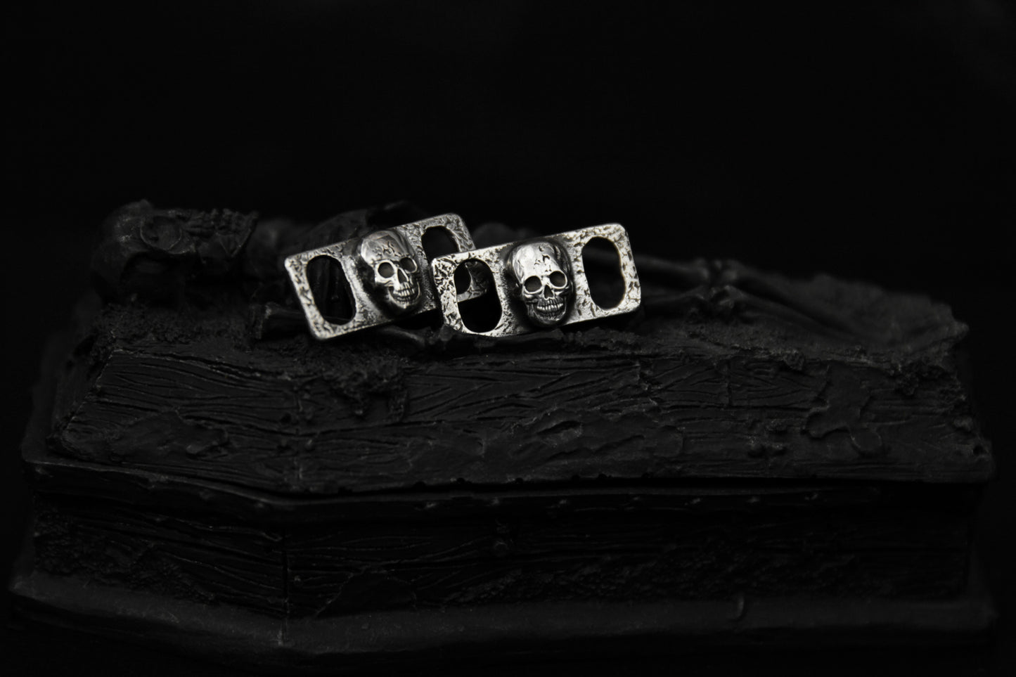 Sterling Silver Skull Shoe Lace Buckles