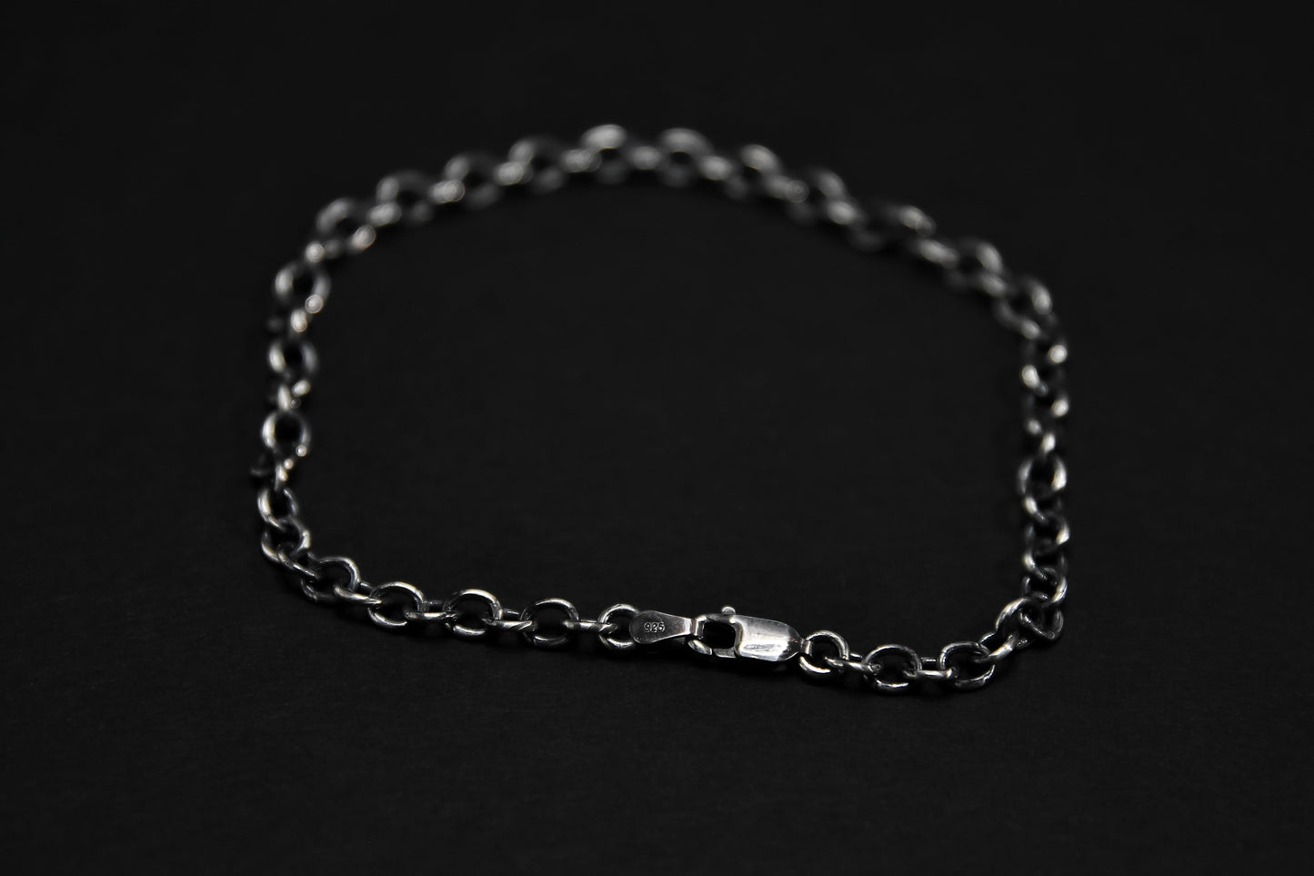 Oxidised Sterling Silver Cable Chain Bracelet