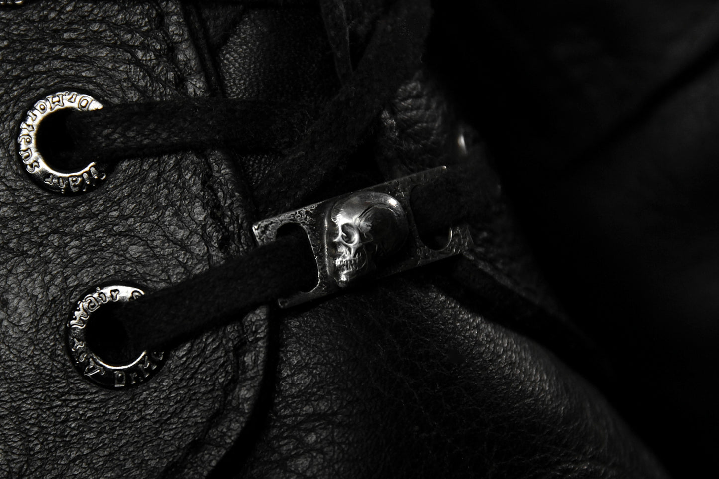 Sterling Silver Memento Mori Skull Shoe Lace Buckles