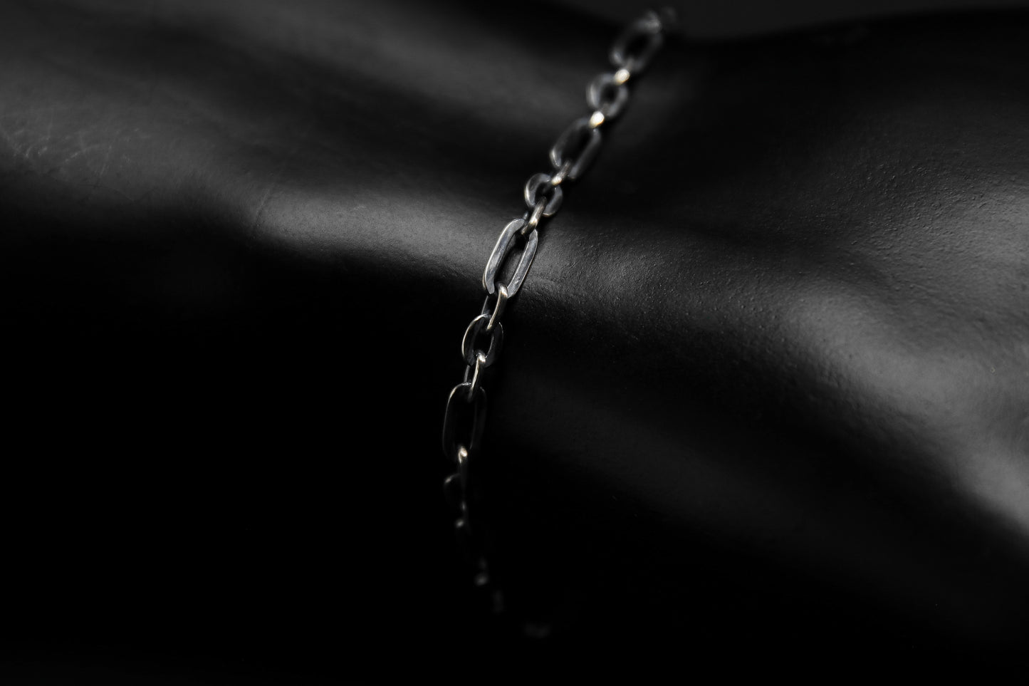 Oxidised Sterling Silver Figaro Chain Bracelet