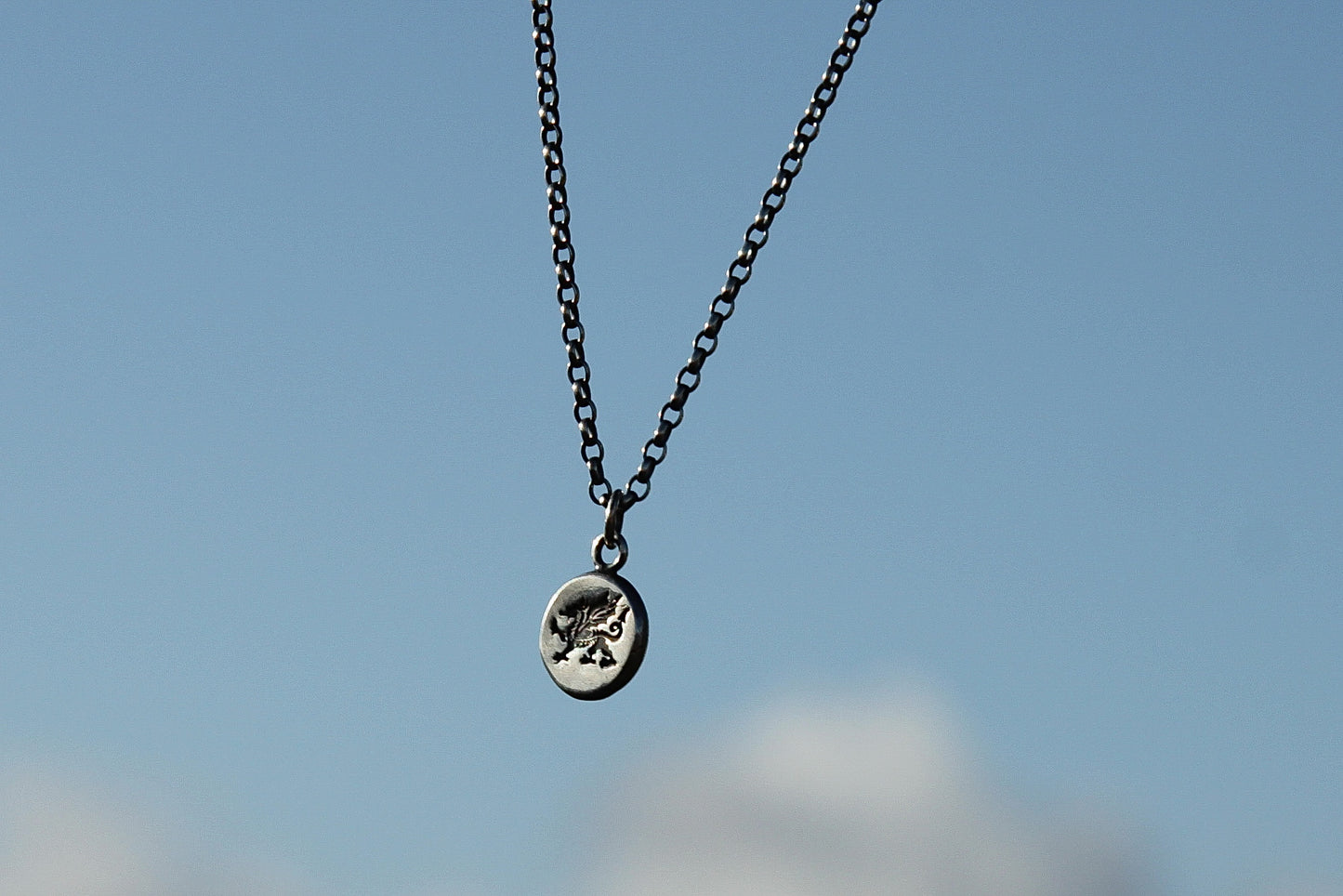 Sterling Silver Welsh Red Dragon Pendant • Y Ddraig Goch
