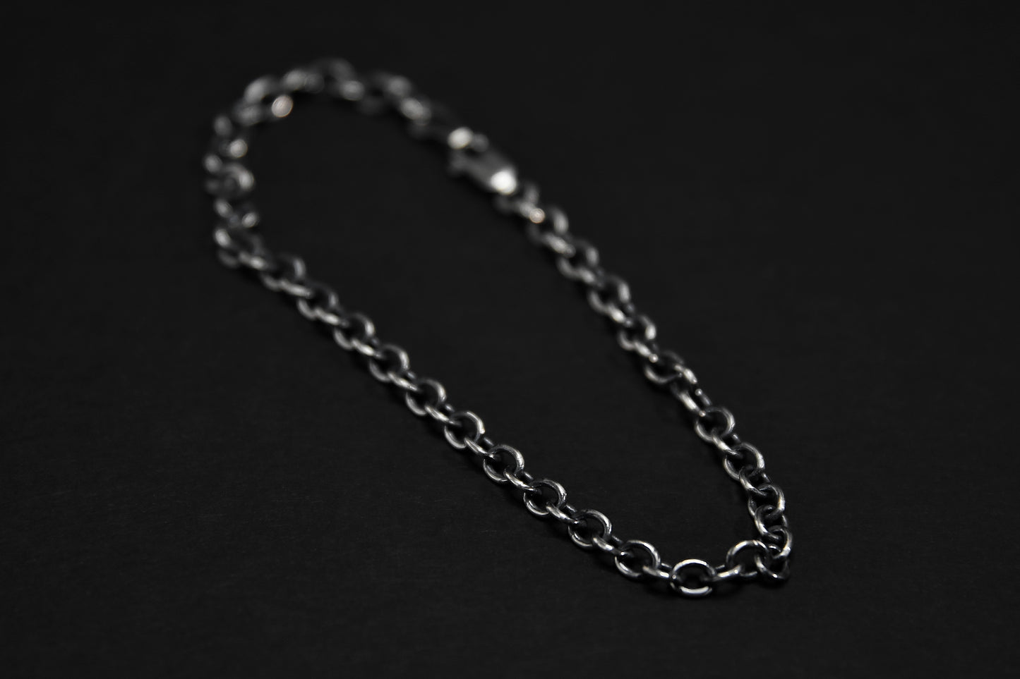 Oxidised Sterling Silver Cable Chain Bracelet