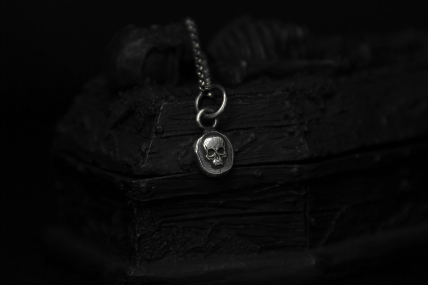 Tiny Sterling Silver Vampire Skull Pendant