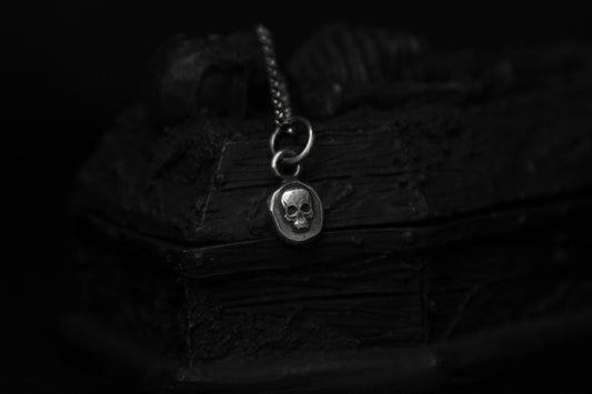 Tiny Sterling Silver Vampire Skull Pendant