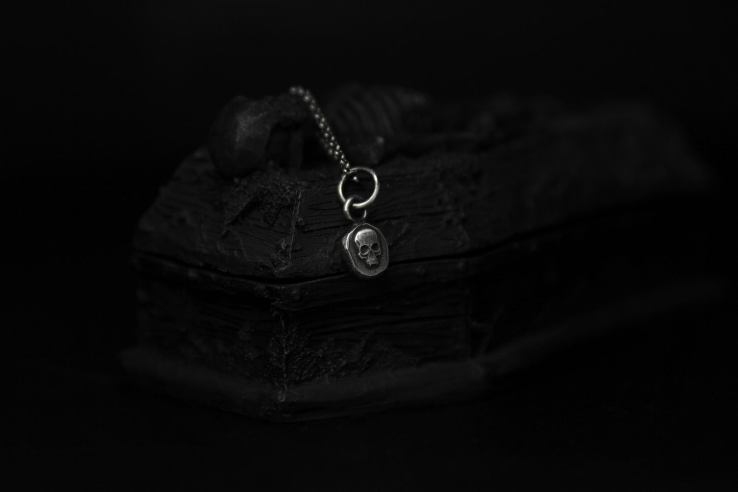 Tiny Sterling Silver Vampire Skull Pendant