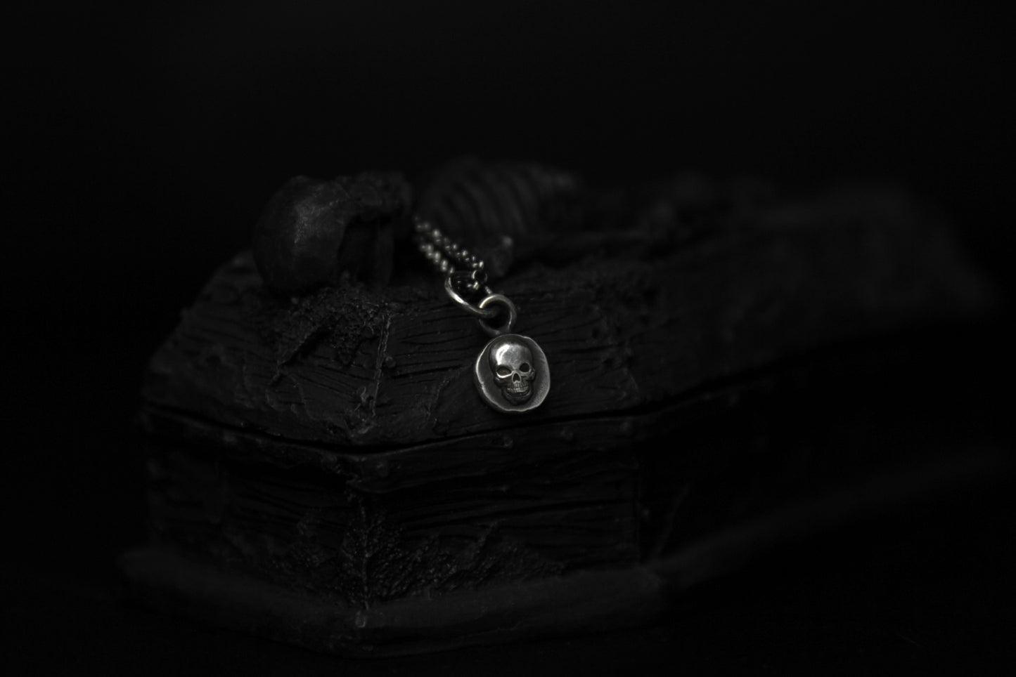 Tiny Sterling Silver Crypt Skull Pendant
