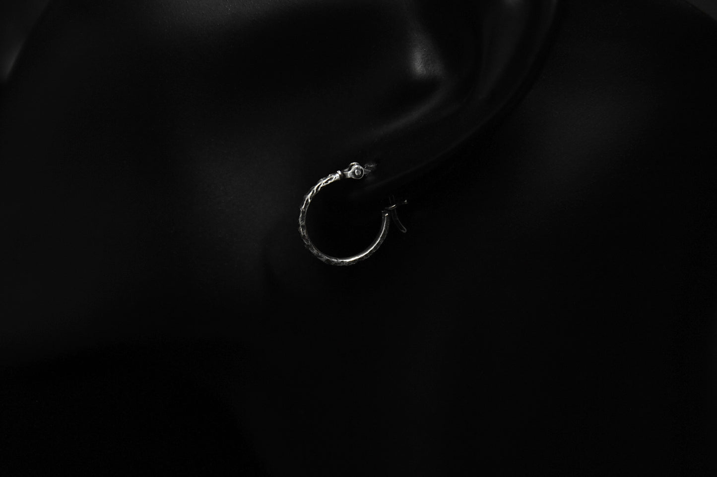 Sterling Silver Textured Hoop Earrings
